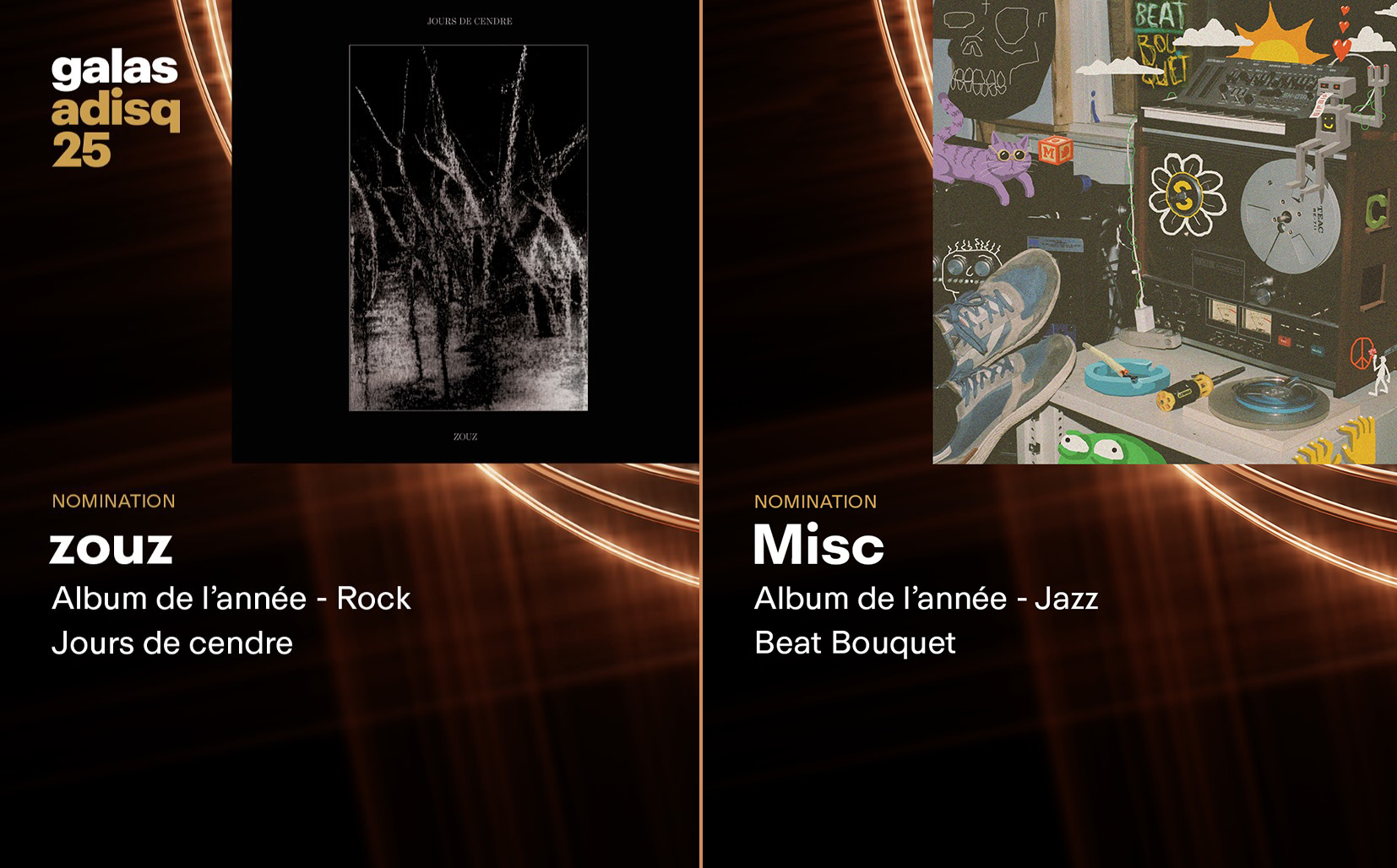 Misc et zouz nominés à l’ADISQ!