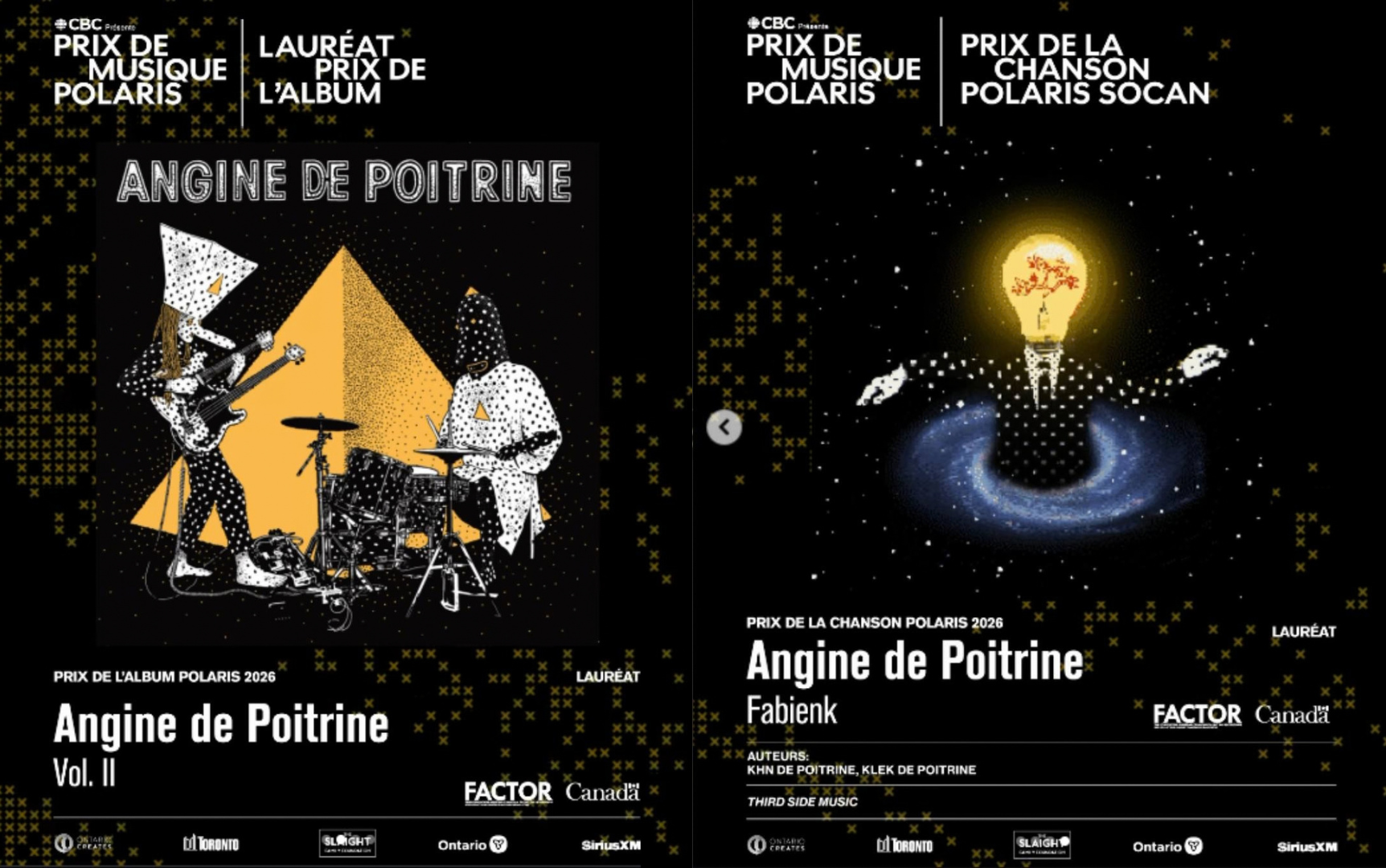 Prix Polaris: Angine de poitrine doublement gagnant!